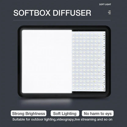 High Power 352-LED Video Light Panel – 2800K-7000K Adjustable Studio Fill Lamp with Light Stand for Live Streaming Photography