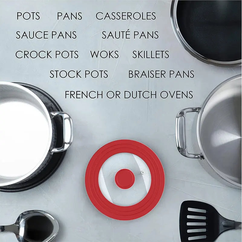 Multifunctional Tempered Glass Pot Lid with Silicone Rim: Cool Touch Handle, Steam Dishwasher Safe - Skillet Pan Cover, Ideal Christmas Gift