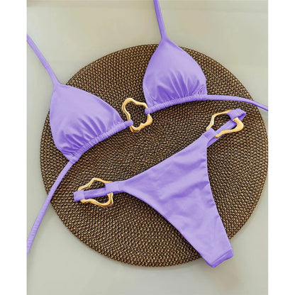 2025 Women’s Sexy Halter Micro Bikini Set – Solid Brazilian Thong Swimwear Beach Bathing Suit