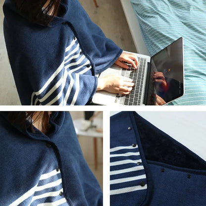 Women’s Double-Layer Tartan Plaid Blanket Scarf – Winter Warm Multifunction Shawl Wrap