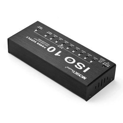 MOSKY ISO-10 Guitar Pedal Power Supply – 10 Isolated DC Outputs, 5V USB Output for 9V, 12V, 18V, Protection for Guitar Accessories