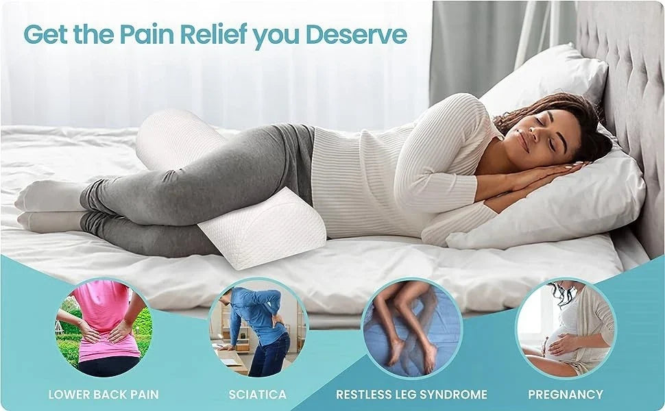 Comfort Memory Foam Bolster Pillow — Cotton Cover Lumbar Support for Legs, Back & Head, Semi-Roll Cushion