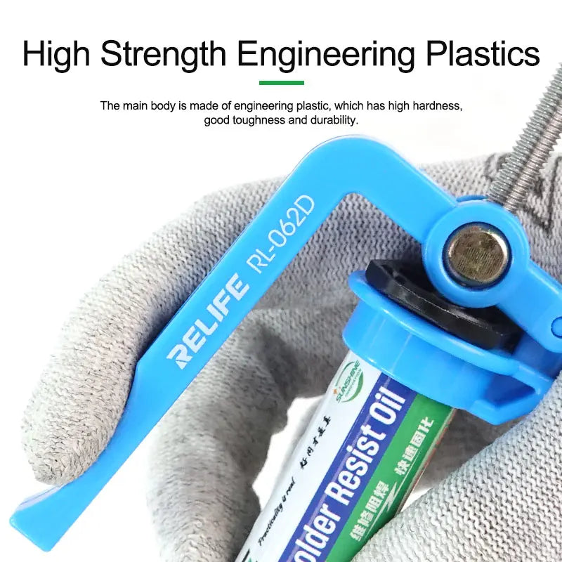 RELIFE RL-062D Labor-Saving Solder Paste Booster - 5-10CC Capacity UV Solder Mask Ink Welding Oil Pusher for Efficient Motherboard Repair - Essential Tool for Electronics Work