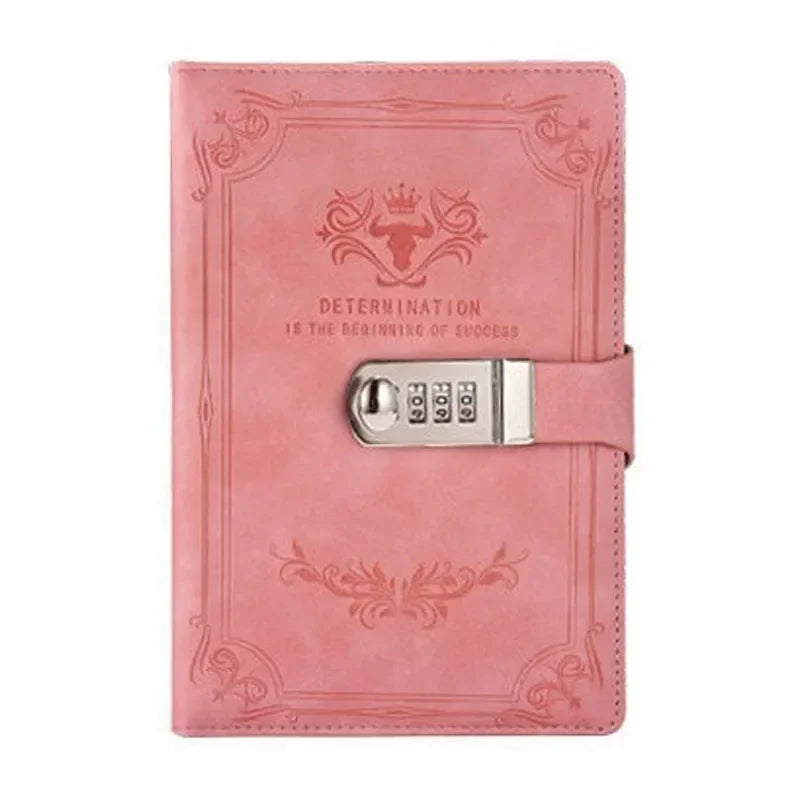 A5 Retro Password Book with Lock – 200 Pages Thickened Diary Notebook, Creative Student Stationery Ledger Binder Organizer
