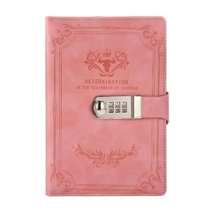A5 Retro Password Book with Lock – 200 Pages Thickened Diary Notebook, Creative Student Stationery Ledger Binder Organizer