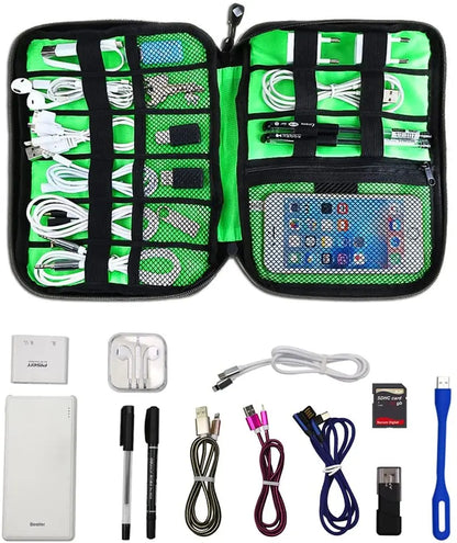 Travel Cable Organizer Bag: Electronics Accessories Storage Pouch for USB Charger, Power Bank, Gadgets - Digital Kit Holder
