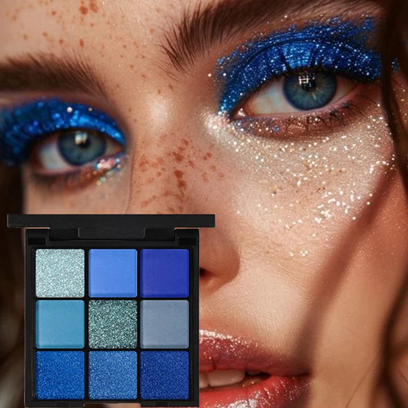 9-Grid Red Eyeshadow Palette – Purple Glitter, Pearlescent Matte & Shimmer Long-Lasting Eye Makeup for Women