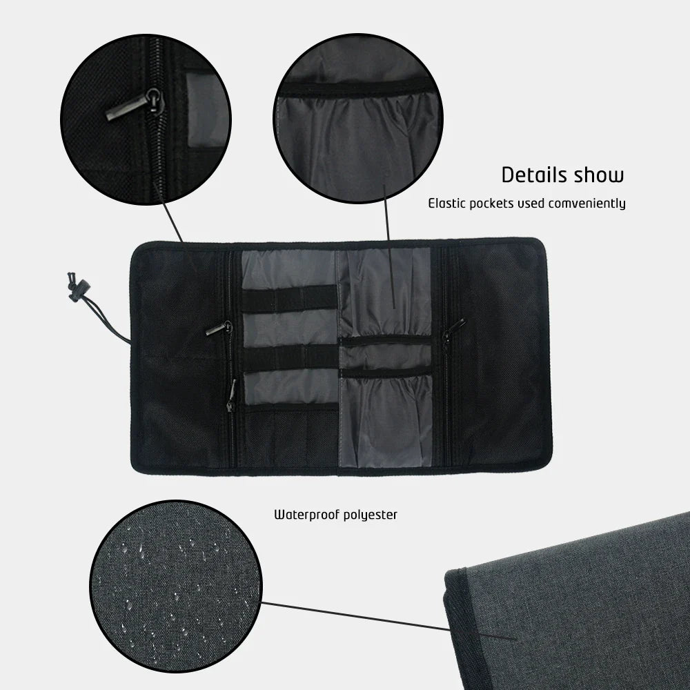 Tech Travel Essential: Electronic Organizer Cord Pouch - Roll-Up Case for USB Cables, Charger, and Phone Accessories