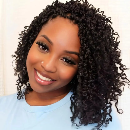 8" Yanky Twist Crochet Hair – Pre-Looped Ombre Brown Synthetic with Curly Ends, Yank Twist for Black Women