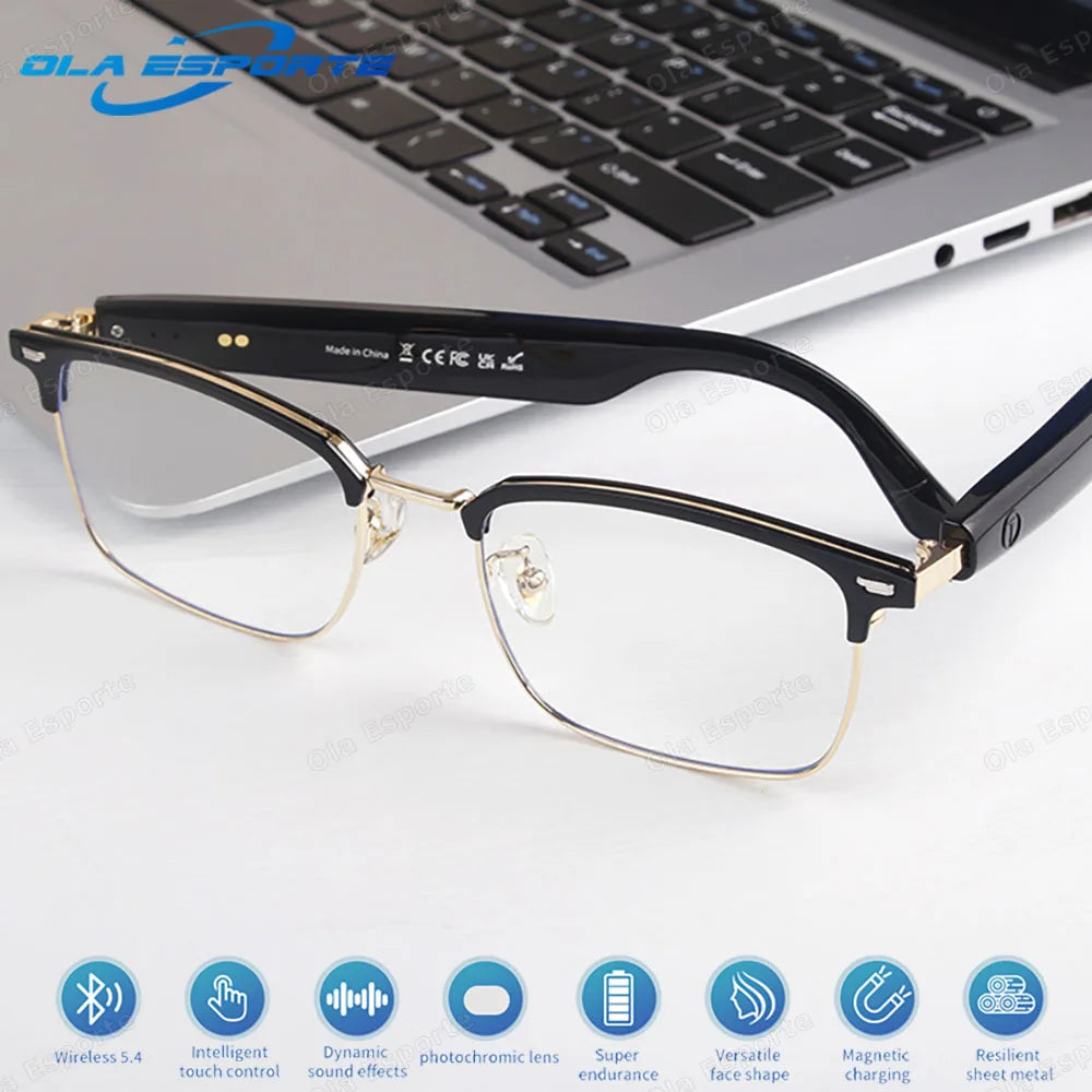 Ola Esporte Bluetooth Smart Glasses – AI Voice, Automatic Adjustment, Waterproof Anti-Blue Light Eyewear with Music & Call