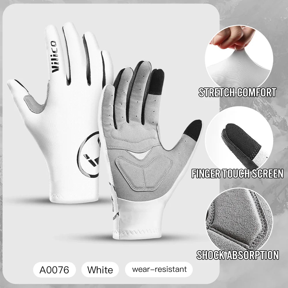 Touch Screen Cycling Gloves – Full & Half Finger Gel MTB Road Bike Gloves for Men & Women, Shock-Absorbing Racing & Sports Bicycle Gloves