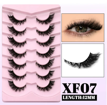 GROINNEYA Cat Eye False Eyelashes – Natural Long Clear Band Winged End Faux Mink Lashes for Eye-Enhancing Makeup