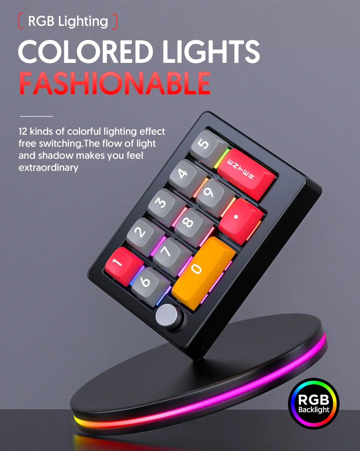 13-Key Programmable Mechanical Mini Keyboard – Hot-Swappable Switches with 7-Color RGB Lighting for Gaming