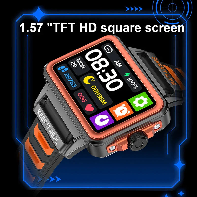 Fashion Smart Watch – 1.57-inch HD Screen, 24h Heart Rate, Sleep Monitor, Game Features, Waterproof