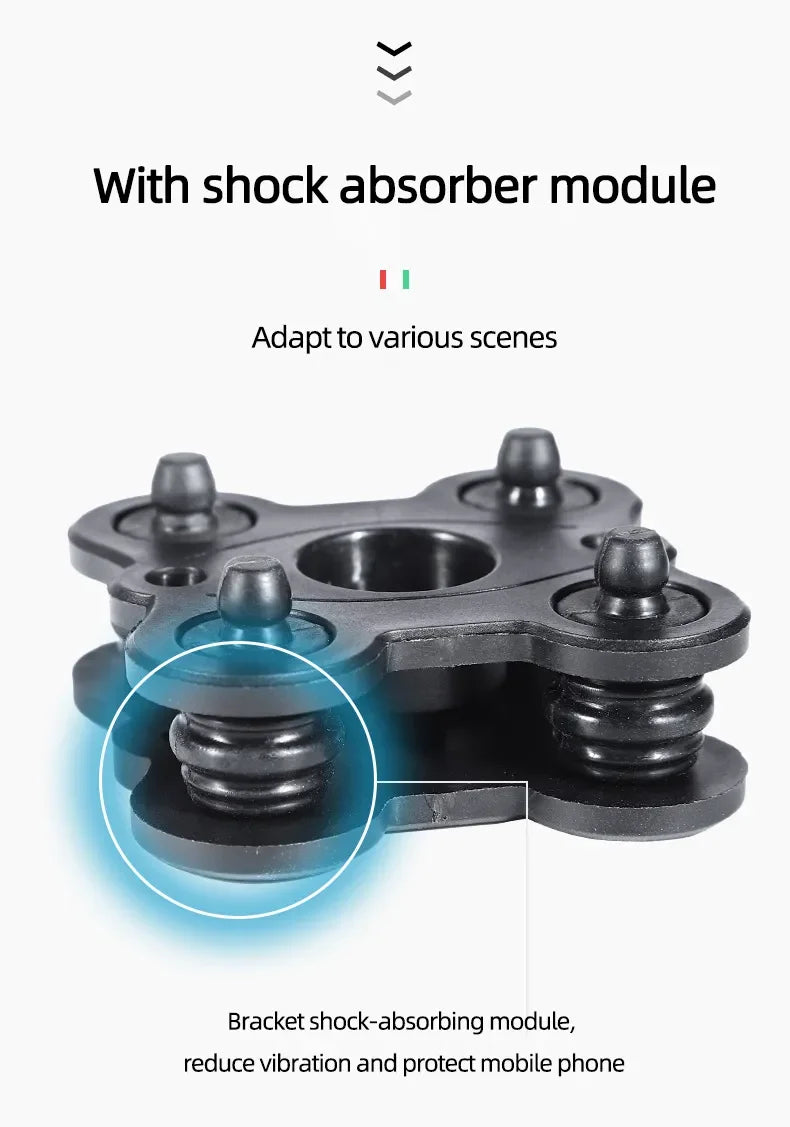 Motorcycle & Bike Phone Holder with Shock Absorber – Handlebar Rearview Mirror Mount for 4.7–7.1” Smartphones