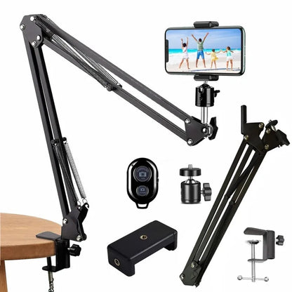 Flexible Arm Phone Tripod Stand for Table & Desktop | Foldable Overhead Mount for Live Video & Photography