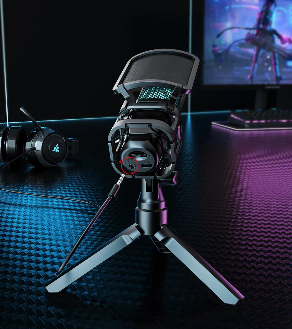 Zealsound RGB USB Condenser Microphone with Articulated Arm & Tripod – Gaming, Podcasting, Streaming, YouTube Recording Mic