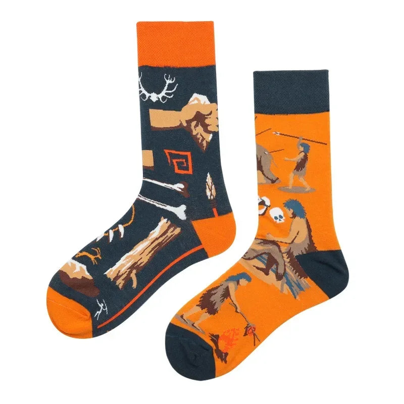 WY_New Asymmetrical Couples Mandarin Ducks Cotton Socks – Fashion Sports Colorful Medium & High Sleeve Unisex Crew Socks, Trendy Couple Gift Socks