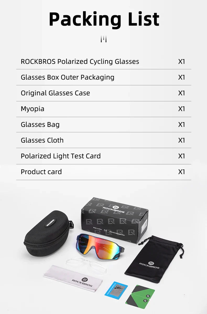ROCKBROS MTB/Road Bike Glasses – UV400 Polarized Photochromic Cycling Eyewear