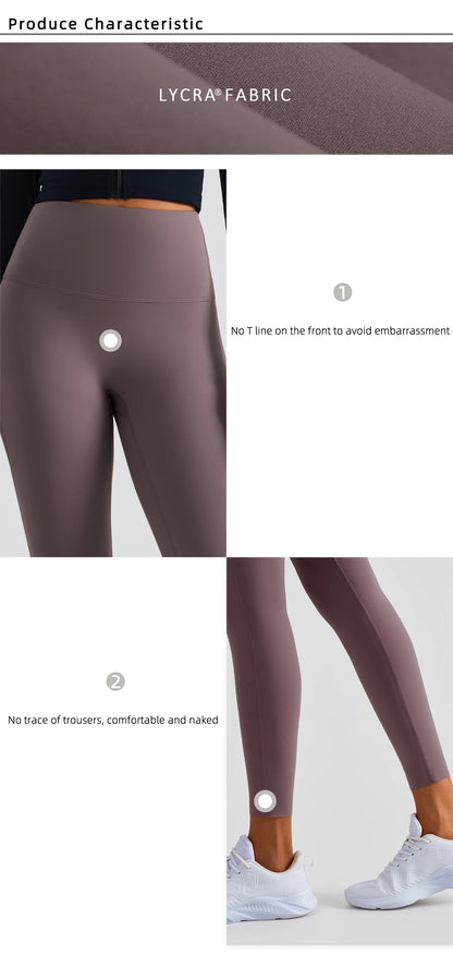 Women’s Lycra Four-Way Stretch Yoga Pants – High Waist Seamless Sports Leggings, T-Line Free Gym Fitness Wear
