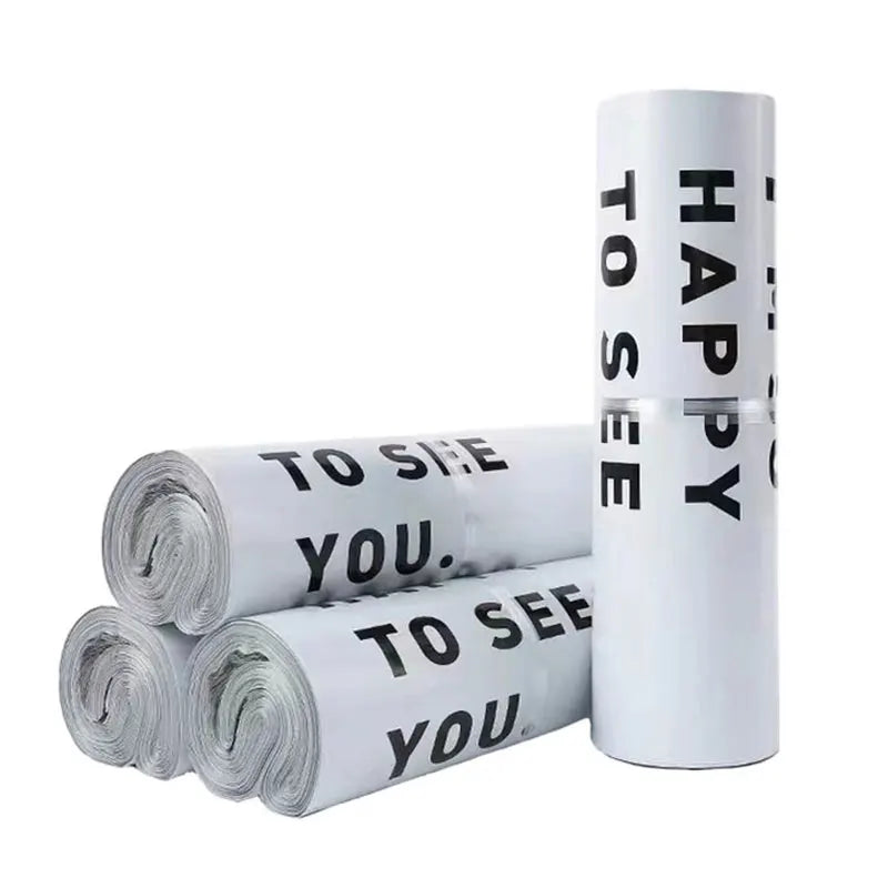 INPLUSTOP 50PCS White Thick Express Bags – Waterproof Clothing Packaging with "THANKS" Print, Courier Envelope Pouches
