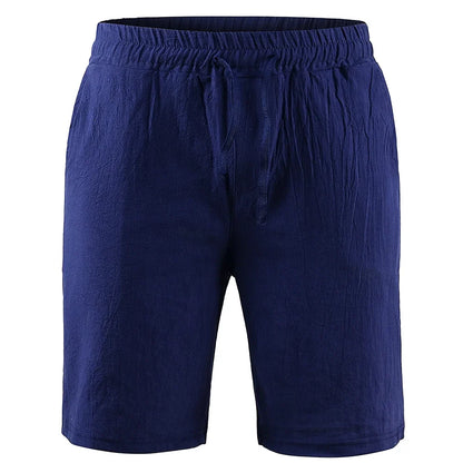 KB Men's Cotton Linen Shorts - Breathable Solid Color Summer Streetwear Pants S-3XL