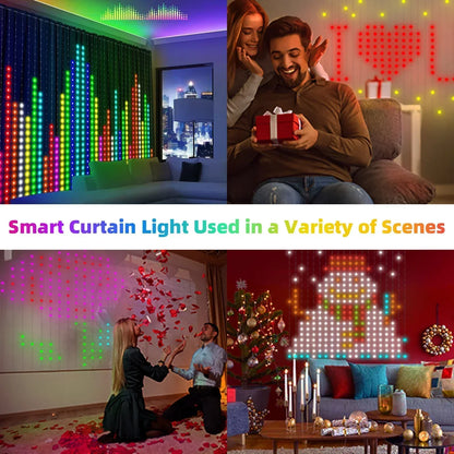 400-LED Smart Curtain Lights RGB Bluetooth App Fairy String Lights for Bedroom & Window Decoration