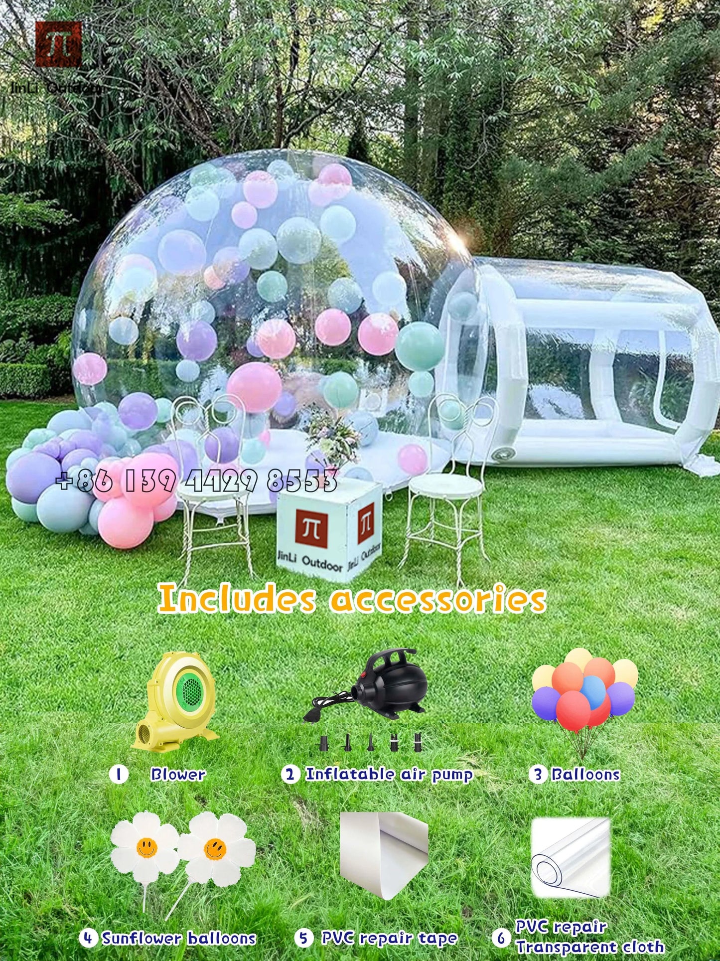Inflatable Bubble House Kids Play Tent – Transparent PVC Outdoor Dome with Blower for Birthday, Trampoline & Gifts