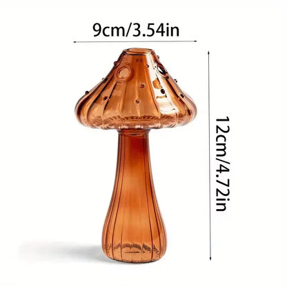 Colourful Mushroom Vase, Creative Hydroponic Transparent Glass Aromatherapy Vase, Living Room and Dining Room Desktop Art Decoration