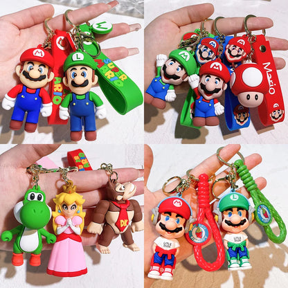 Super Mario Bros Keychain – 27 Cute Cartoon Character Action Figure Toy Doll Gift for Kids
