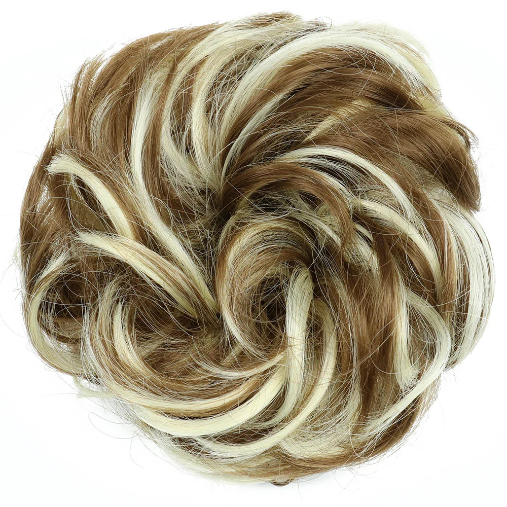 Azqueen Synthetic Messy Bun Chignon – Gray Brown Hair Bun Pad with Elastic Rope & Rubber Band Hair Extensions