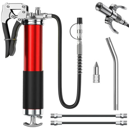 7000PSI Manual Grease Gun Kit – Pistol Grip High-Pressure Pump with 400CC Coupler for Heavy-Duty Maintenance