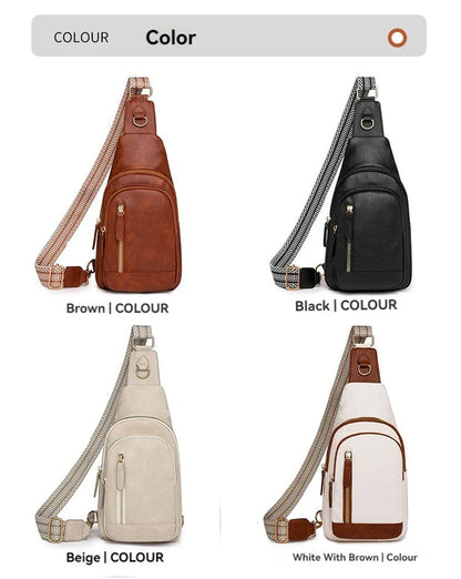 PU Women’s Chest Bag – Single Shoulder Crossbody Backpack with Large Capacity for Girls