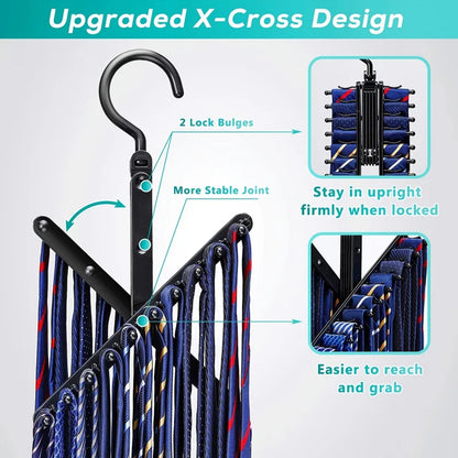 Rotating Tie & Belt Rack — Space-Saving Adjustable Holder with Non-Slip Clips for Home Storage