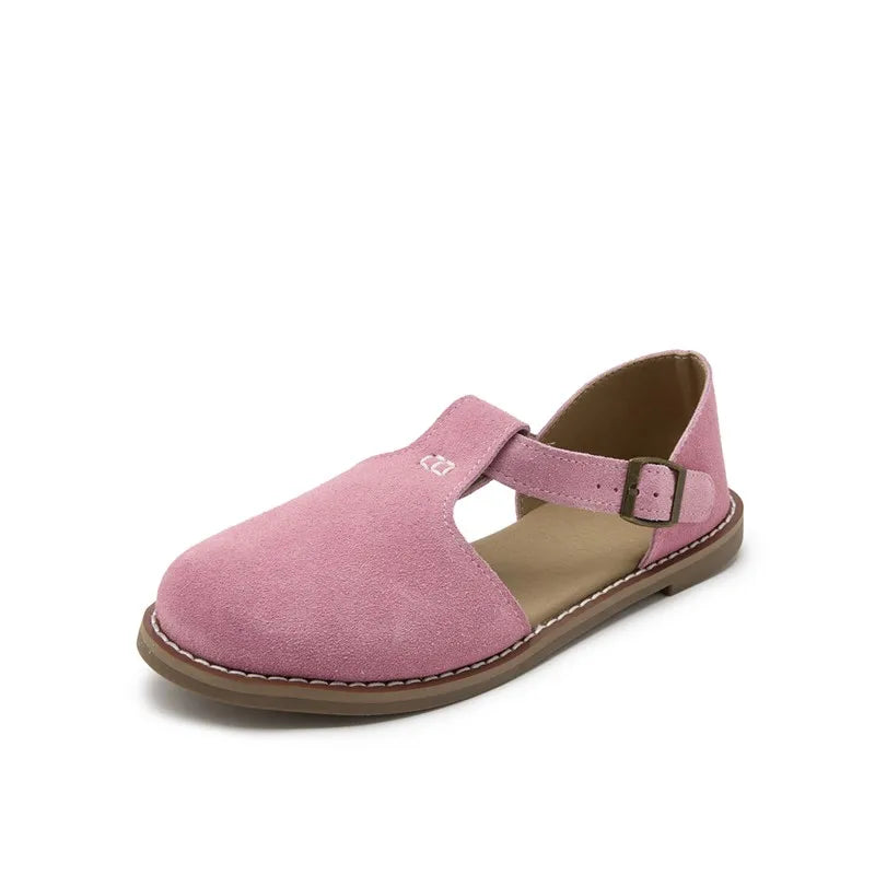 AIYUQI Women’s Retro Leather Sandals 2024 — Flat Sole Hollow Roman Style Summer Shoes