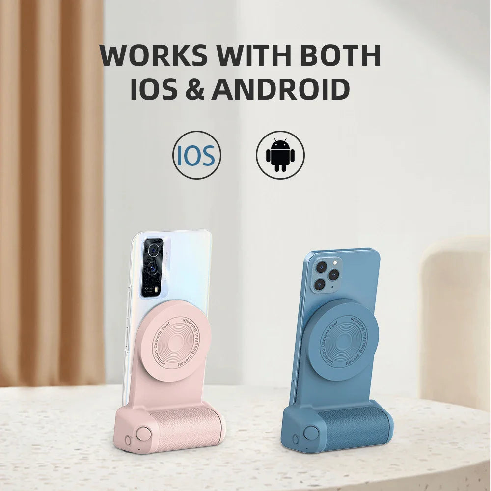 3-in-1 Camera Holder Grip: Multifunctional Magnetic Selfie Photo Bracket with Charging & Bluetooth Compatibility - Anti-shake for Android/iOS