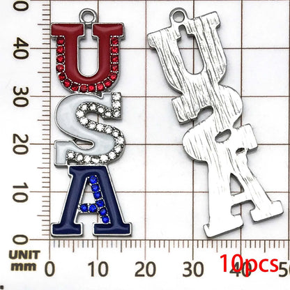 10/13pcs Enamel Flag Charms - Alloy Independence Day Pendants for DIY Bracelets Necklaces & Jewelry Making