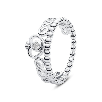 925 Sterling Silver Women’s Ring – Crown, Heart & Wishbone Design with Crystal, Rose Gold Engagement & Wedding Jewelry