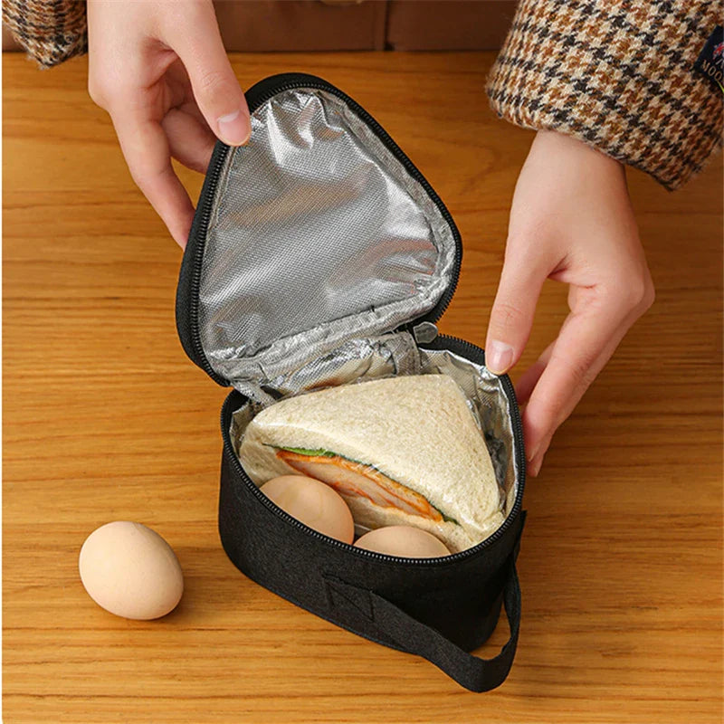 Mini Triangular Insulation Bag - Aluminum Foil Thermal Cooler Lunch Tote for Students, Rice Ball Bag, Bento Box, Carry Bag for Lunch