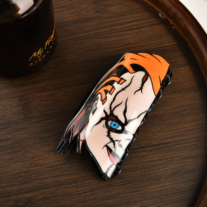 New Horror Series Hair Clips — Acrylic Claw Clips with Clown, Crab, and Shark Designs, Halloween Hair Accessories for Women