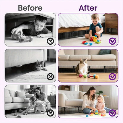 Under Couch Pet Blockers - 12-Piece Adjustable Furniture Barriers for Dogs & Cats