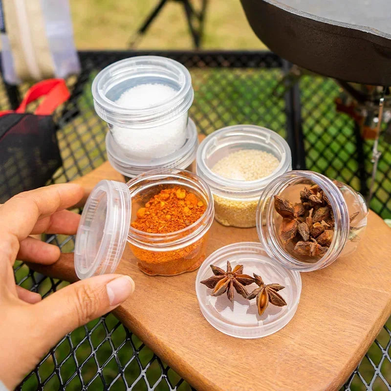 Portable Travel Camping Spice Kit | Bag with 5 Clear Seasoning Bottles & Condiment Container Set