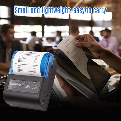 58mm Portable Thermal Receipt Printer – Mini Wireless Bluetooth Ticket & Bill Printer for Android, iOS & Windows