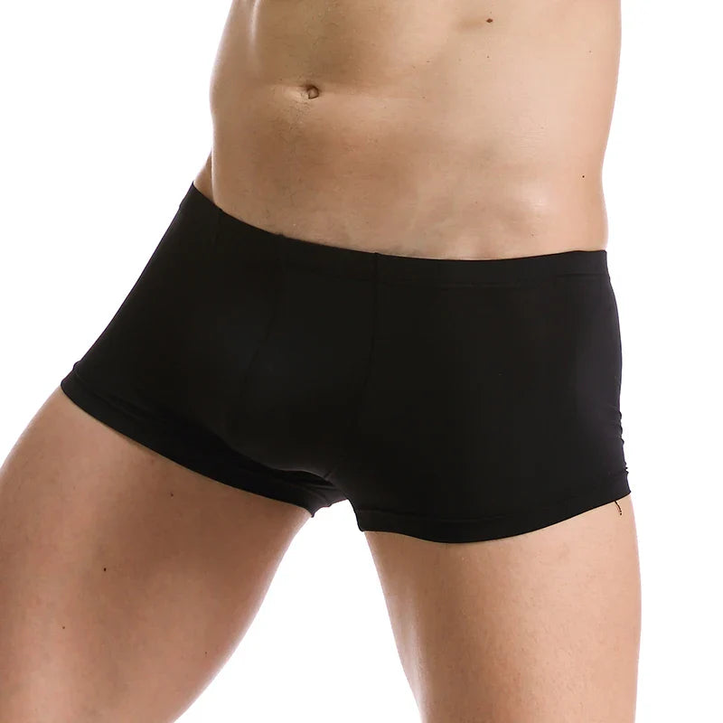 Men’s Ice Silk Seamless Boxers – Ultra-Thin Breathable Sexy Underwear Shorts for Men