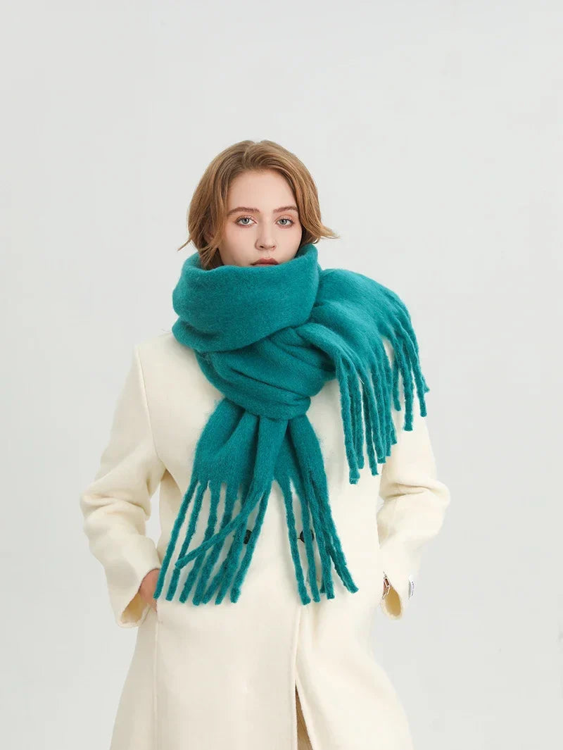 Women’s Winter Cashmere Scarf – Thick Soft Pashmina Shawl with Tassels, Warm Blanket Wrap & Long Poncho Echarpe