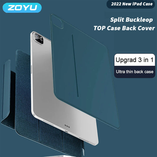 ZOYU Magnetic Smart Cover for iPad: Compatible with iPad 10, 10.9, Pro 12.9, 11 2022 - Also fits iPad Air 4/5, Mini 6 - Full Split Buckle Anti-bending Case