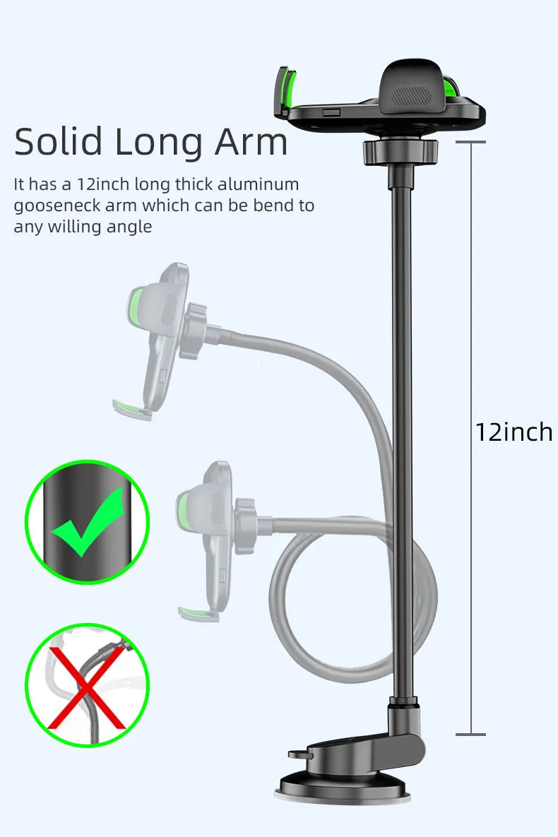 Universal Car Phone Holder with Suction Cup – Dashboard, Windshield & Window Mount for Phones & GPS