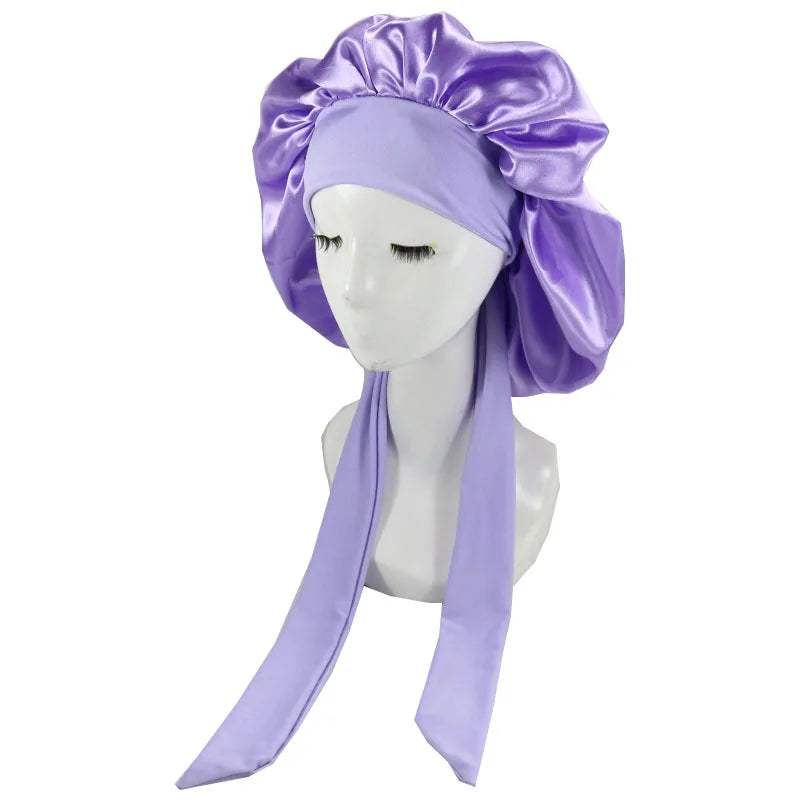 Unisex Satin Sleeping Hat - Solid Color Night Sleep Cap, Hair Care Bonnet, Nightcap for Women and  Men, Shower Turban