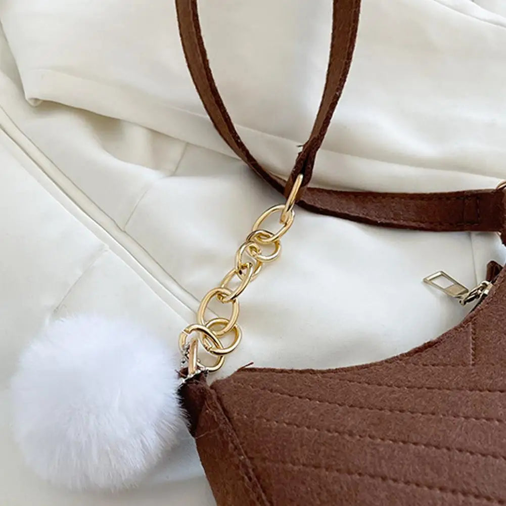 Mini Women's Shoulder Bag - Fashion Felt Underarm Saddle Handbag