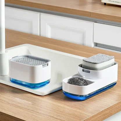 Automatic Soap Dispenser Bottle: Kitchen Sponge Brush Storage Box with Manual Soap Dispenser - Convenient Solution for Kitchen Hygiene